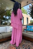 Tasha Damask Cap Sleeve Button Top Indian Pink